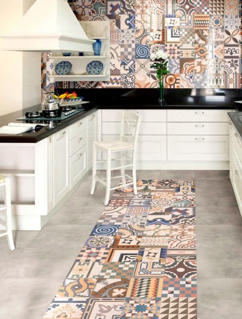 patchwork tiles in the kitchen