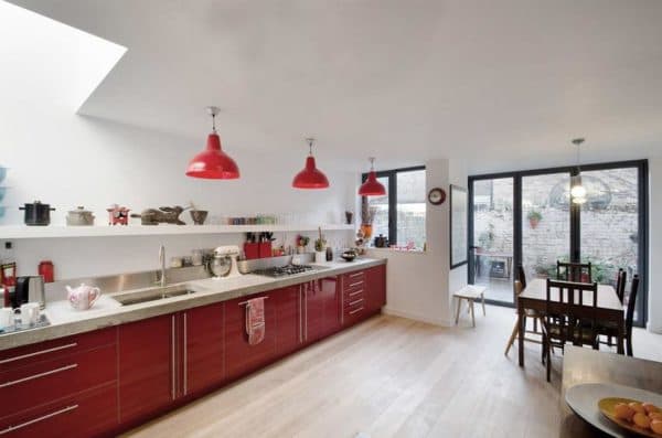 Kitchen color combination of colors: red and white