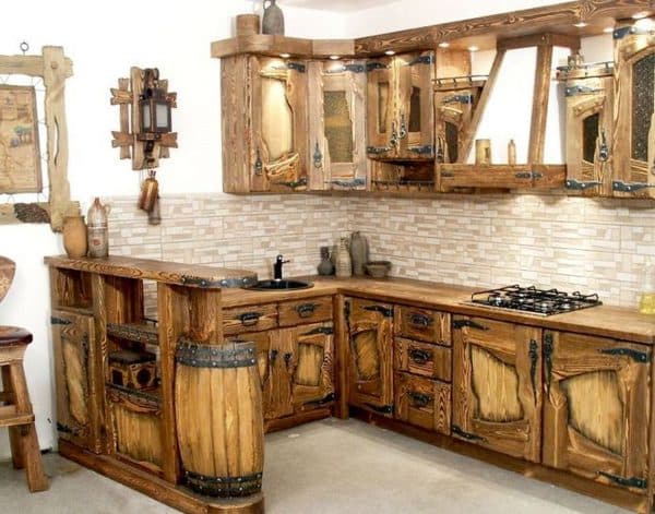 carved furniture in the kitchen Country