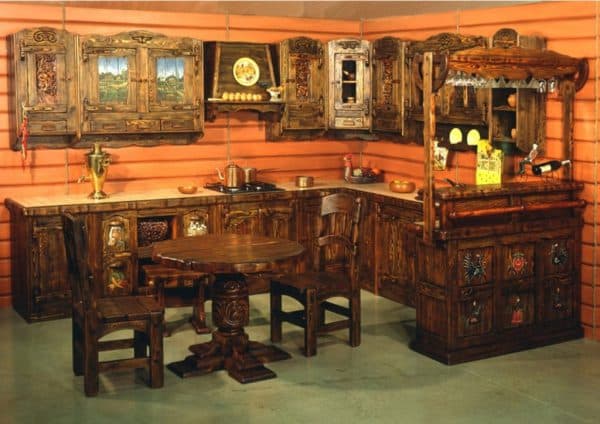 carved furniture in the kitchen Vintage