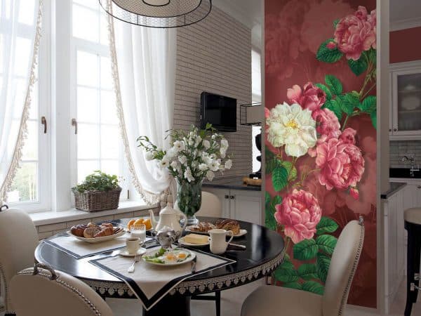 design ideas for kitchen wallpaper with flowers