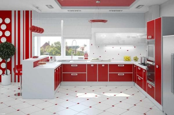 Kitchen color color combination: red white