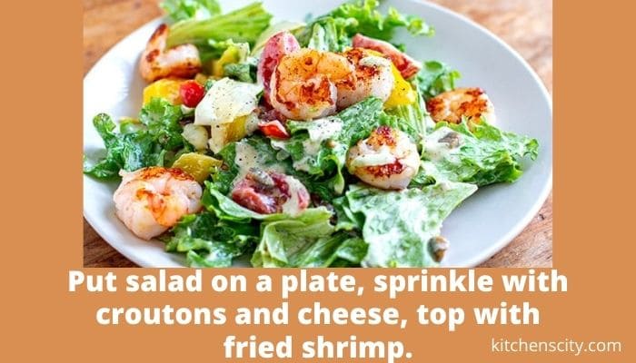 Caesar Salad With Shrimps And Worcestershire Sauce