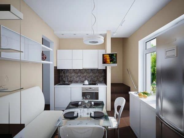 Kitchen layout 6 meters with refrigerator