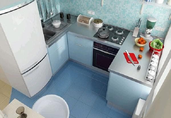 Kitchen layout 6 meters with refrigerator