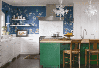 color combination in the interior of the kitchen: color zoning