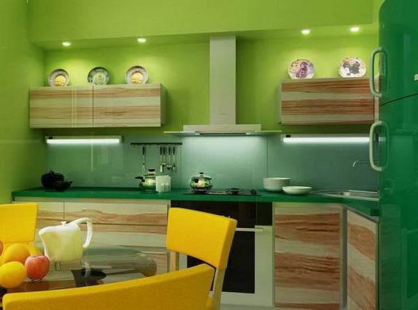 color combination + in the interior of the kitchen