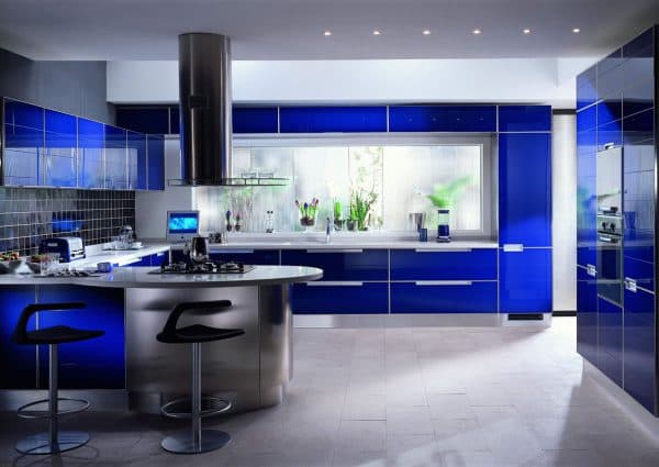high-tech blue kitchen