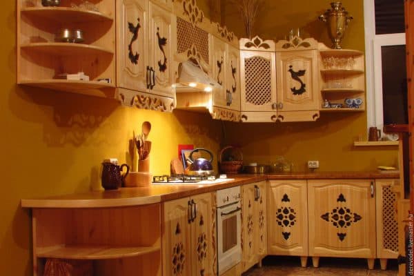 carved furniture in the kitchen